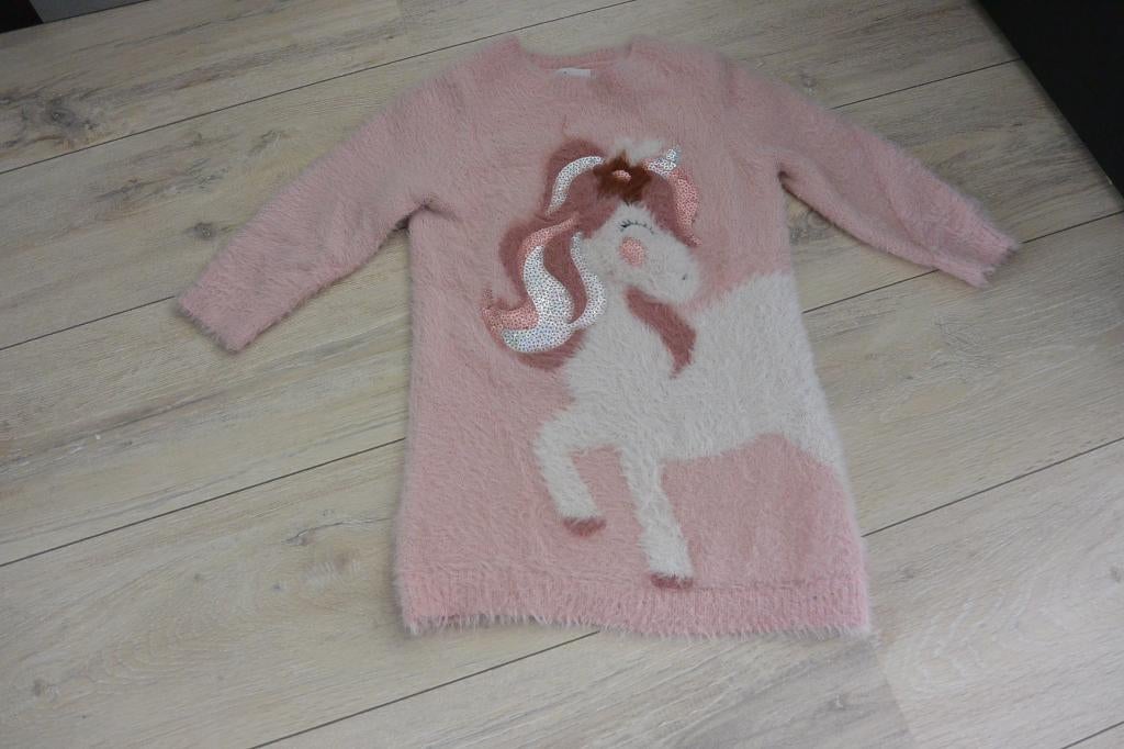 C&A - Fluffy roze unicorn jurk - 104, Gebruikt, C&A, Meisje, Ophalen of Verzenden
