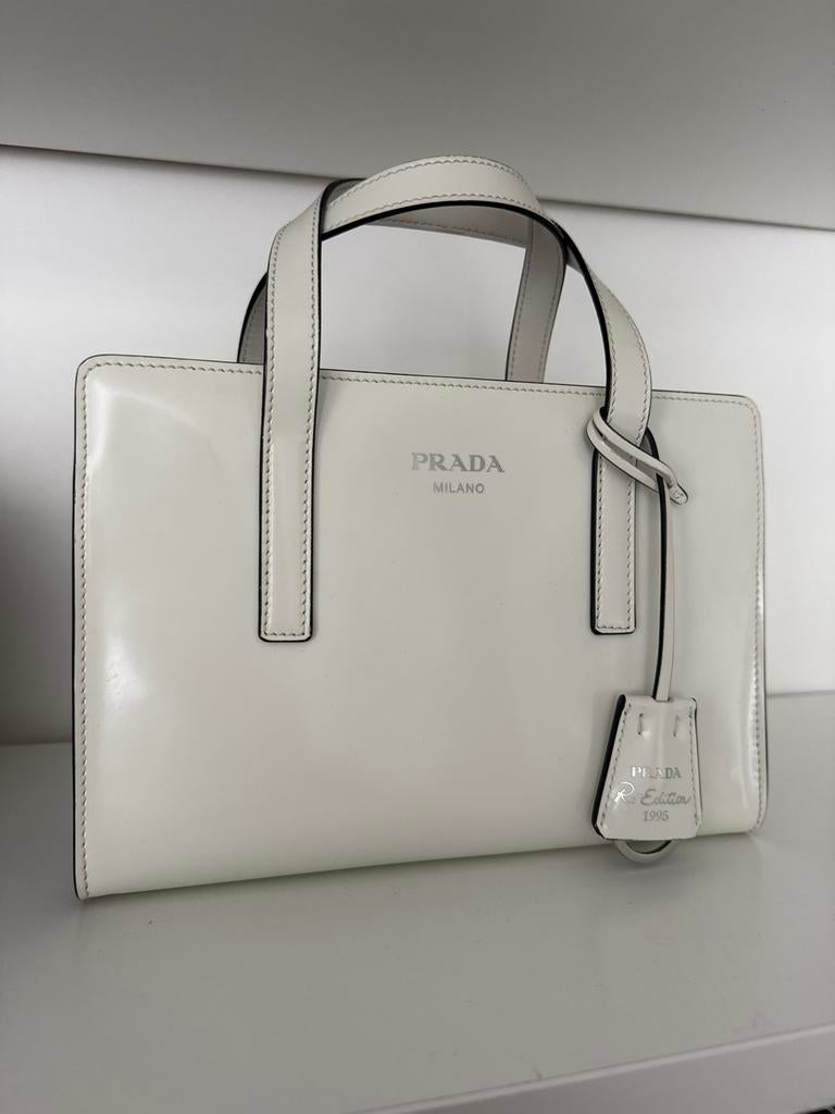 Prada Re-Edition 1995 Tote - Wit Leer, Ophalen, Zo goed als nieuw, Wit, Handtas