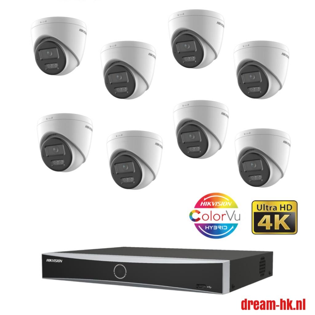 8MP Hikvision Hybrid ColorVu PoE set/NVR+8x ColorVu camera