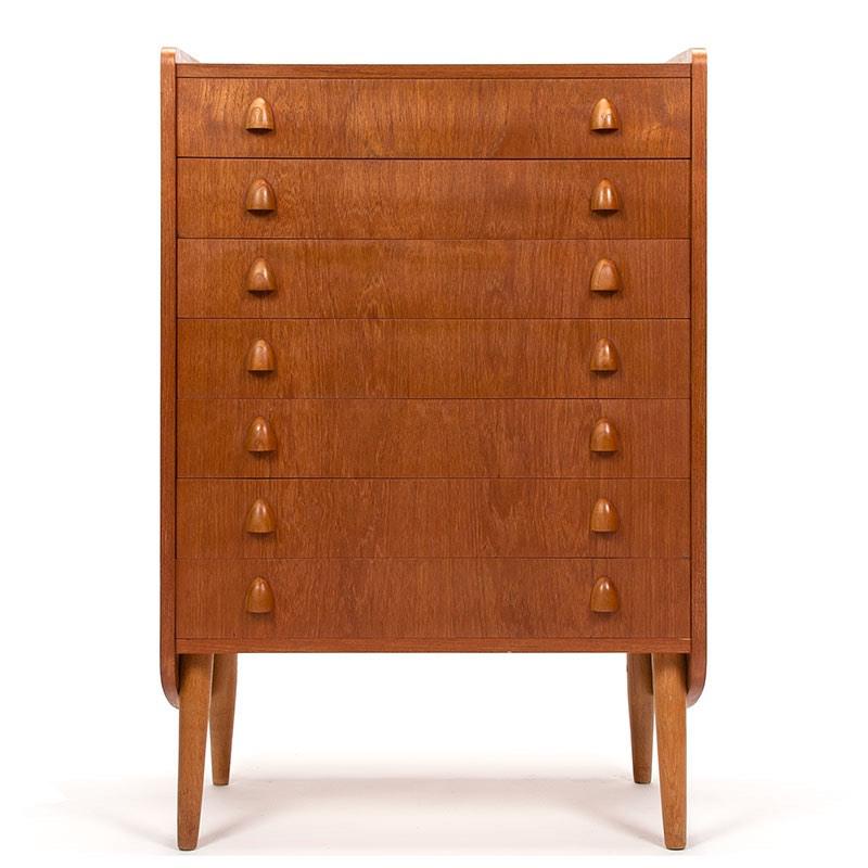 Vintage Deens design ladekast teak jaren 50, 60, Gebruikt, Teakhout, Mid-Century vintage, 3 of 4 laden