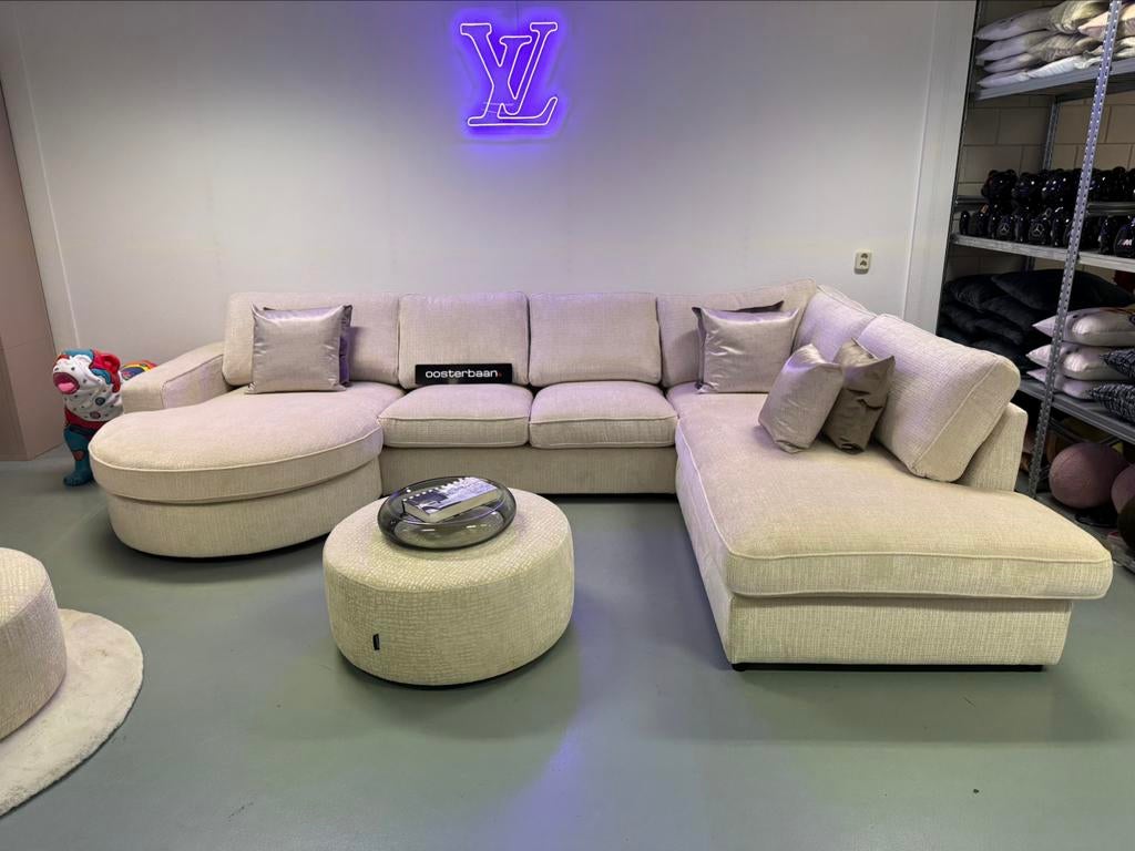 Luxe Velvet Teddy U-bank Lio 170x365x250cm NIEUW - Off White, Eric Kuster - Hotel Chique, Info@oosterbaanwonen.nl, Venus 31 8448CE Heerenveen