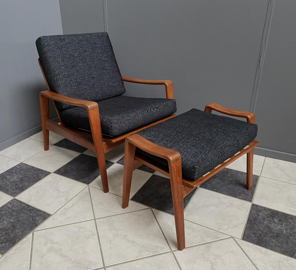 70 jaren fauteuil + hocker Arne Wahl Iversen voor Komfort, Huis en Inrichting, Fauteuils, Ophalen, Gebruikt, Vintage, 75 tot 100 cm