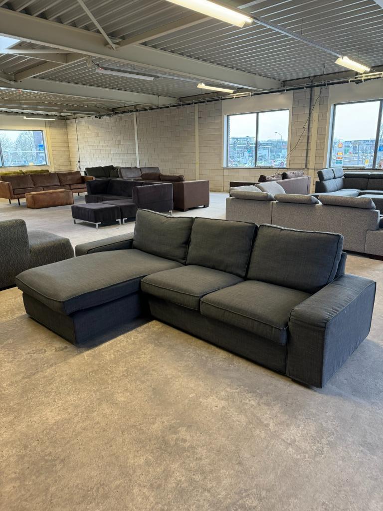 3-zits chaise lounge bank Donkergrijs, Huis en Inrichting, Ophalen, 250 tot 300 cm, Info@secondlife.nl, 75 tot 100 cm