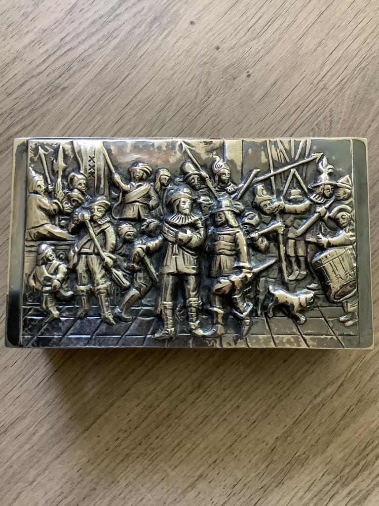 Verzilverde lucifersdooshouder, Antiek en Kunst, Antiek | Goud en Zilver, Ophalen of Verzenden, Zilver