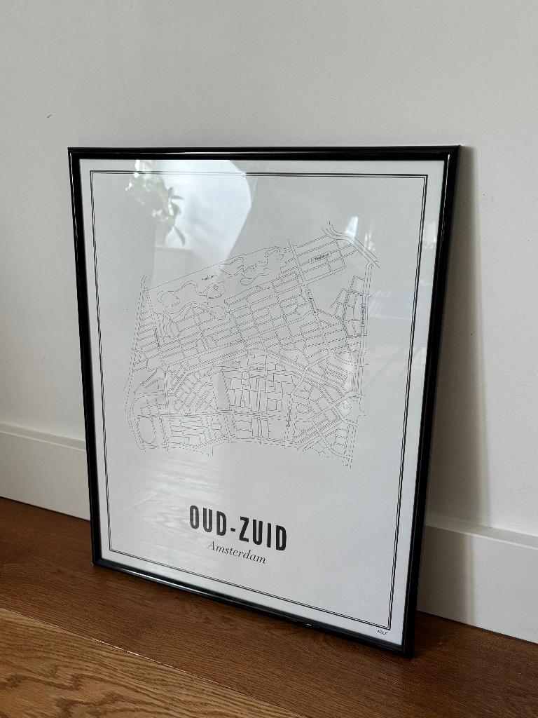 Wijck Amsterdam Oud Zuid met lijst, Ophalen, Met lijst, A4 of kleiner, Zo goed als nieuw