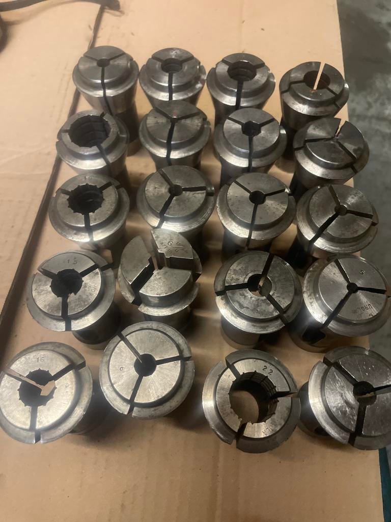 Set van 20 stuks diverse spantangen voor draaibank/freesbank, Verzenden, Gebruikt, Onderdeel