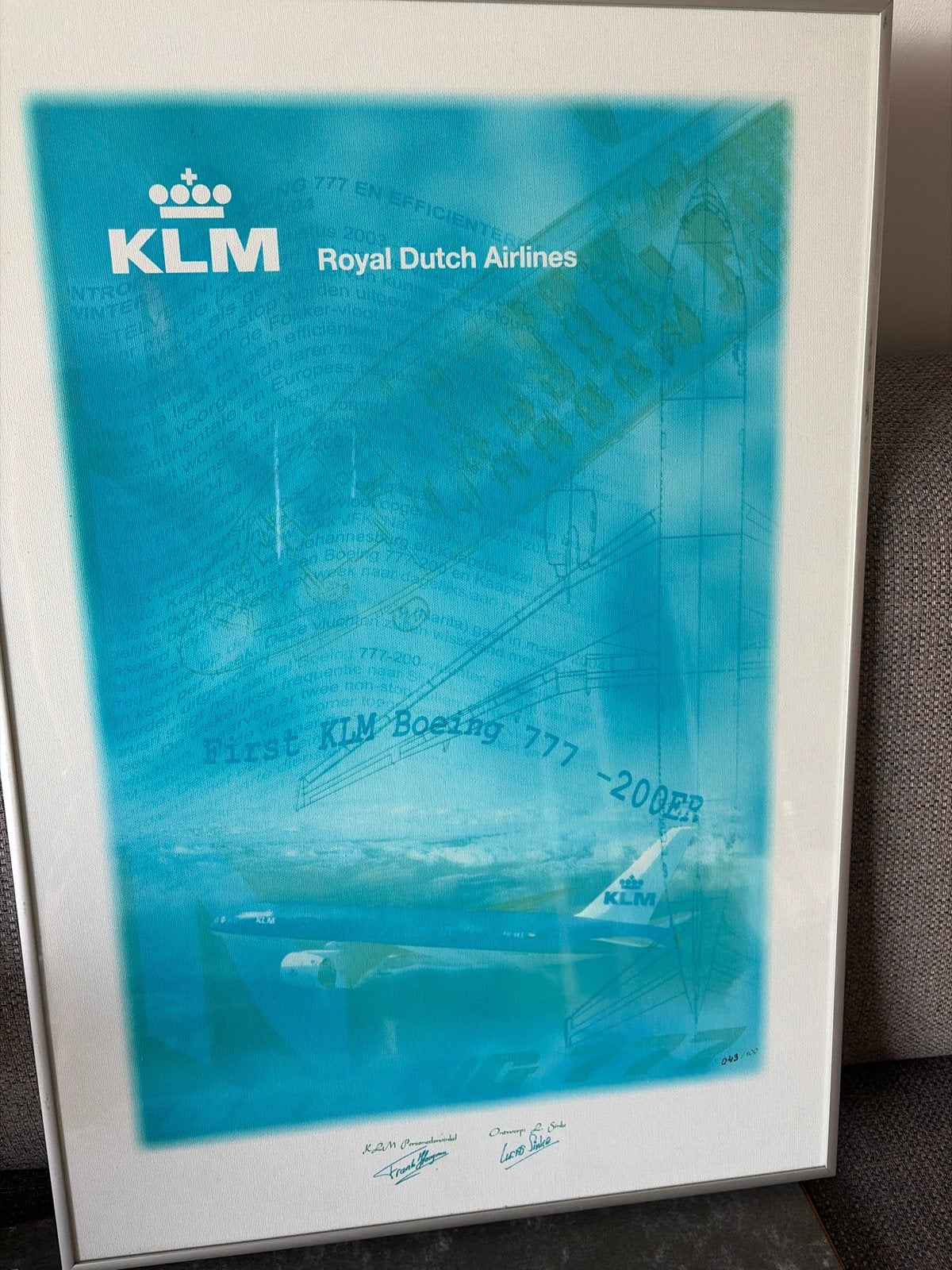 KLM Boeing 777-200ER Eerste Vlucht Gelimiteerde Druk, Verzamelen, Luchtvaart en Vliegtuigspotten, Ophalen of Verzenden, Zo goed als nieuw
