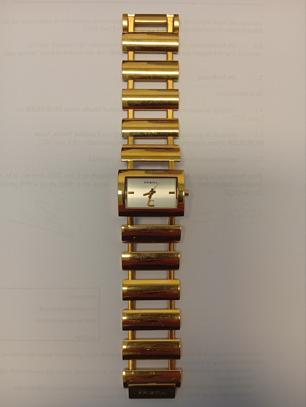 Gouden Prisma Polshorloge - Elegant en Tijdloos, Overige merken, Polshorloge, Ophalen of Verzenden, Zo goed als nieuw