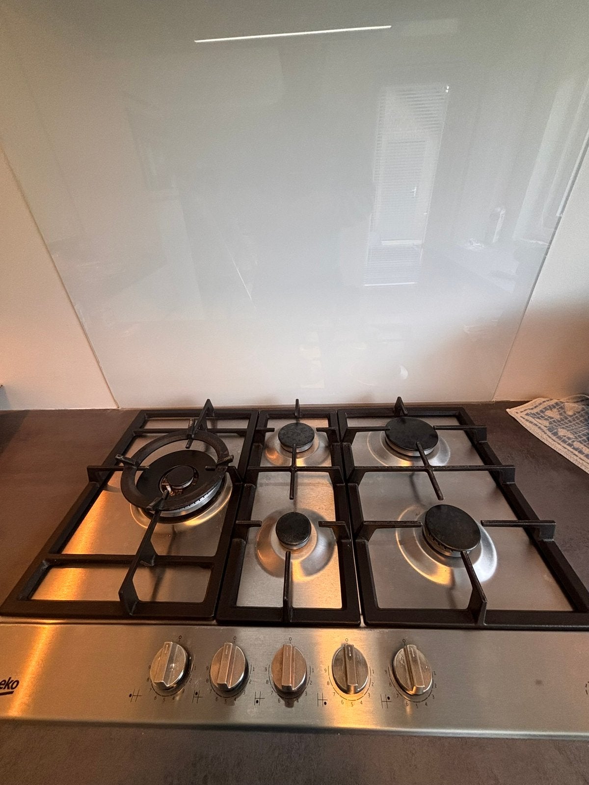 Kookplaat 5 pits incl wok, Witgoed en Apparatuur, Kookplaten, Ophalen, Zo goed als nieuw, Inbouw, Gas