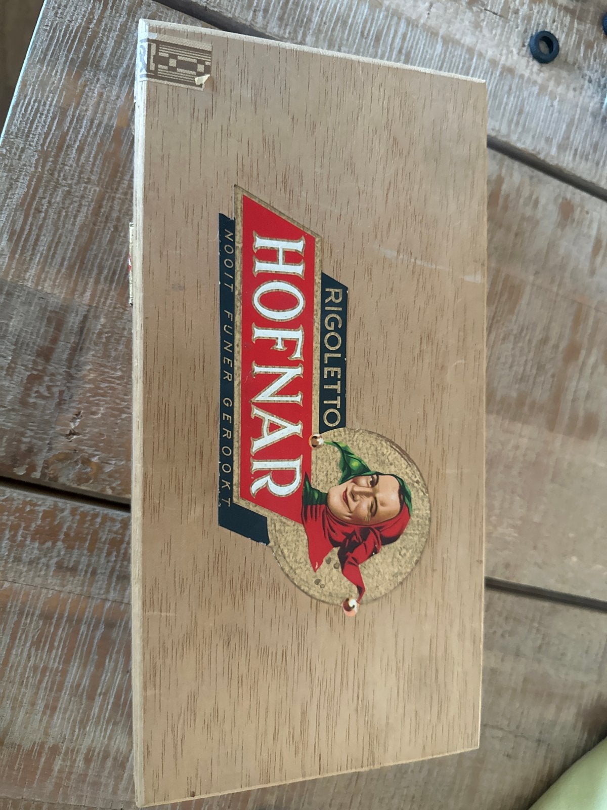 Vintage Hofnar Rigoletto sigarenkistje - Houten doosje, Ophalen of Verzenden, Gebruikt
