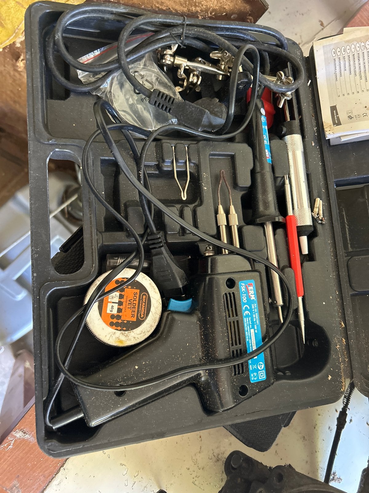 Soldeerboutset met accessoires - FERM FSK-100, Ferm, Gebruikt, Overige typen, Ophalen of Verzenden