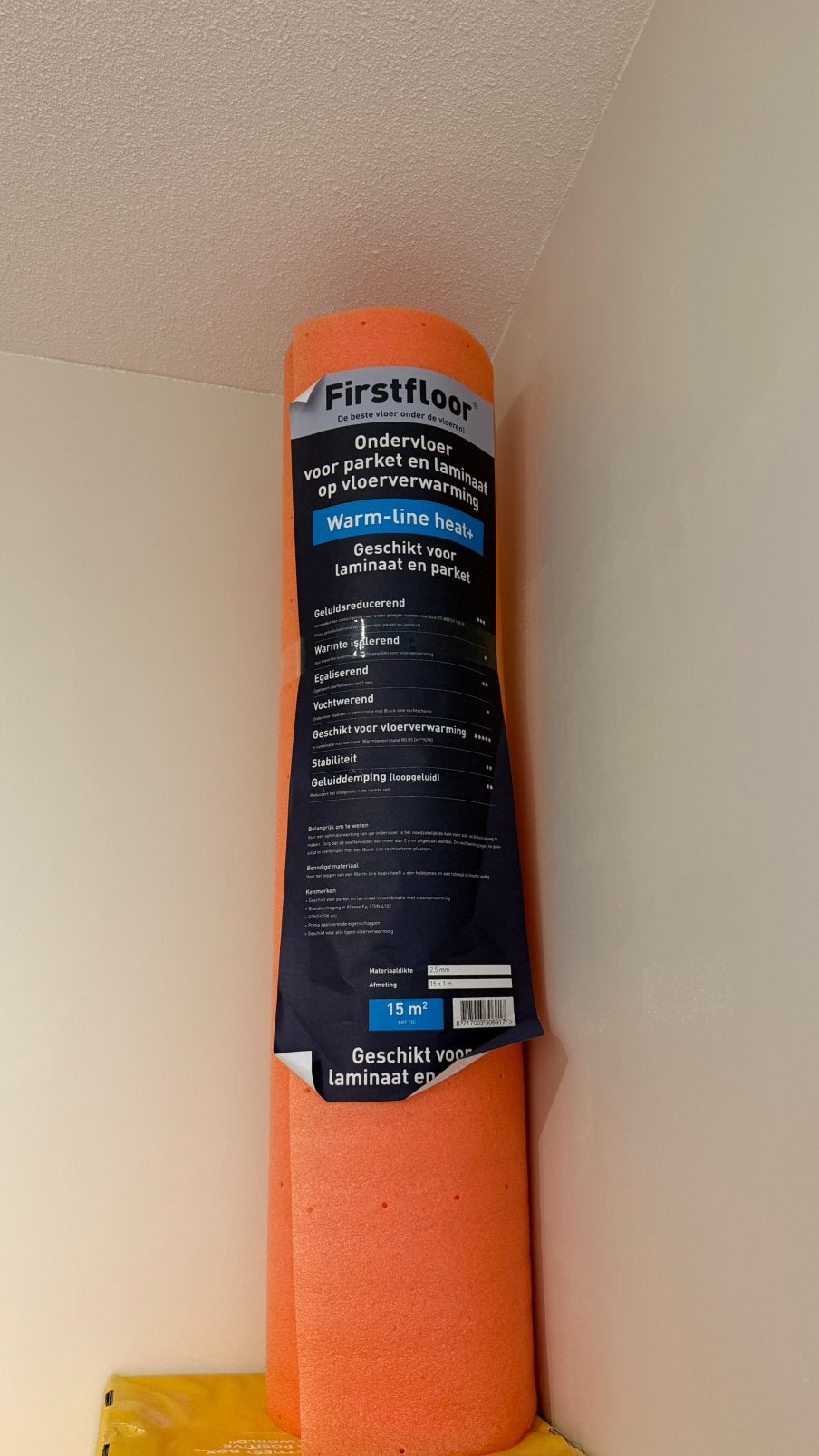 Ondervloer Warm Line Heat+ ondervloer 2,5 mm 15 m², Ophalen, Zo goed als nieuw, Folie