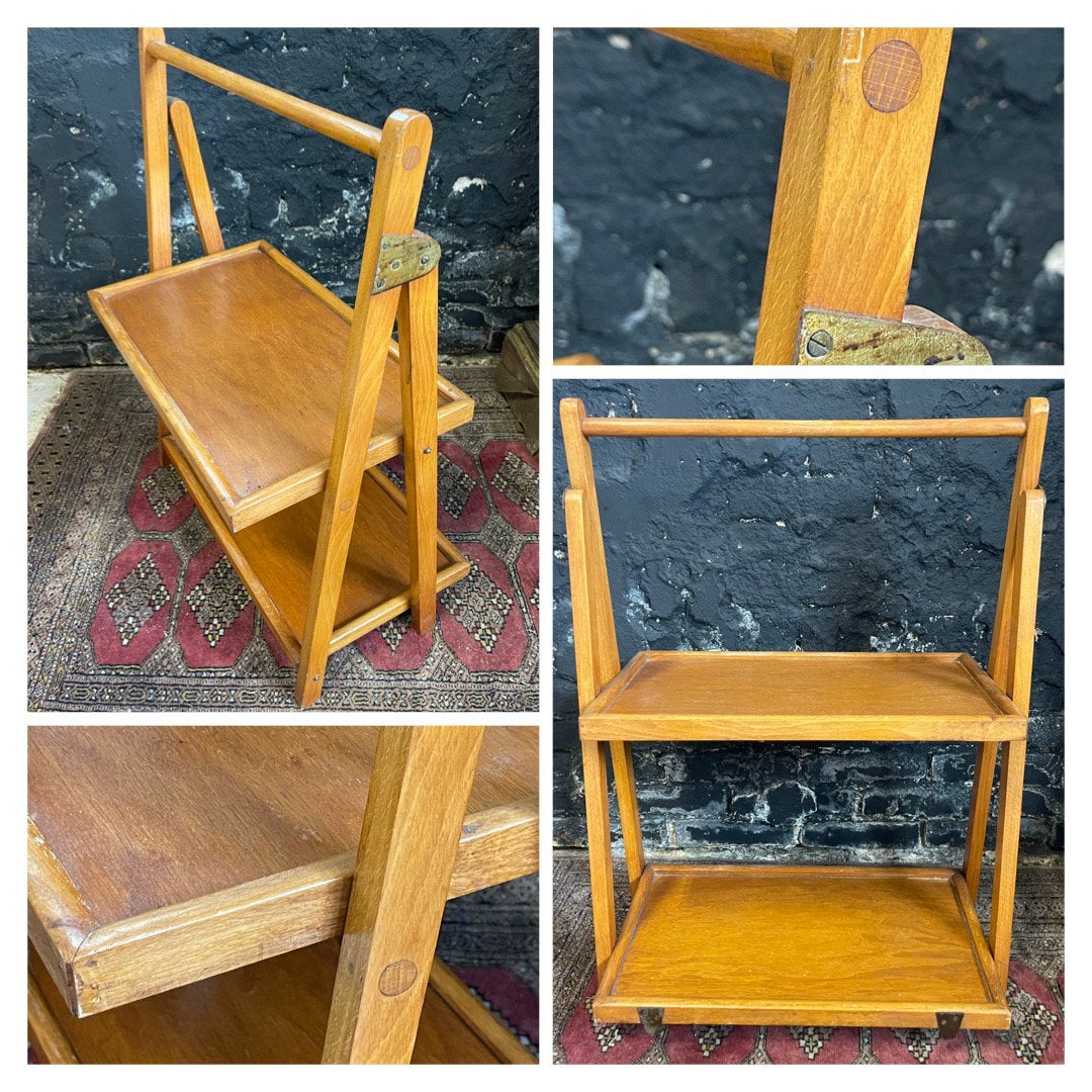 Vintage mid century houten pliant etagère inklapbaar, Ophalen, Gebruikt, Inklapbaar, Overige typen