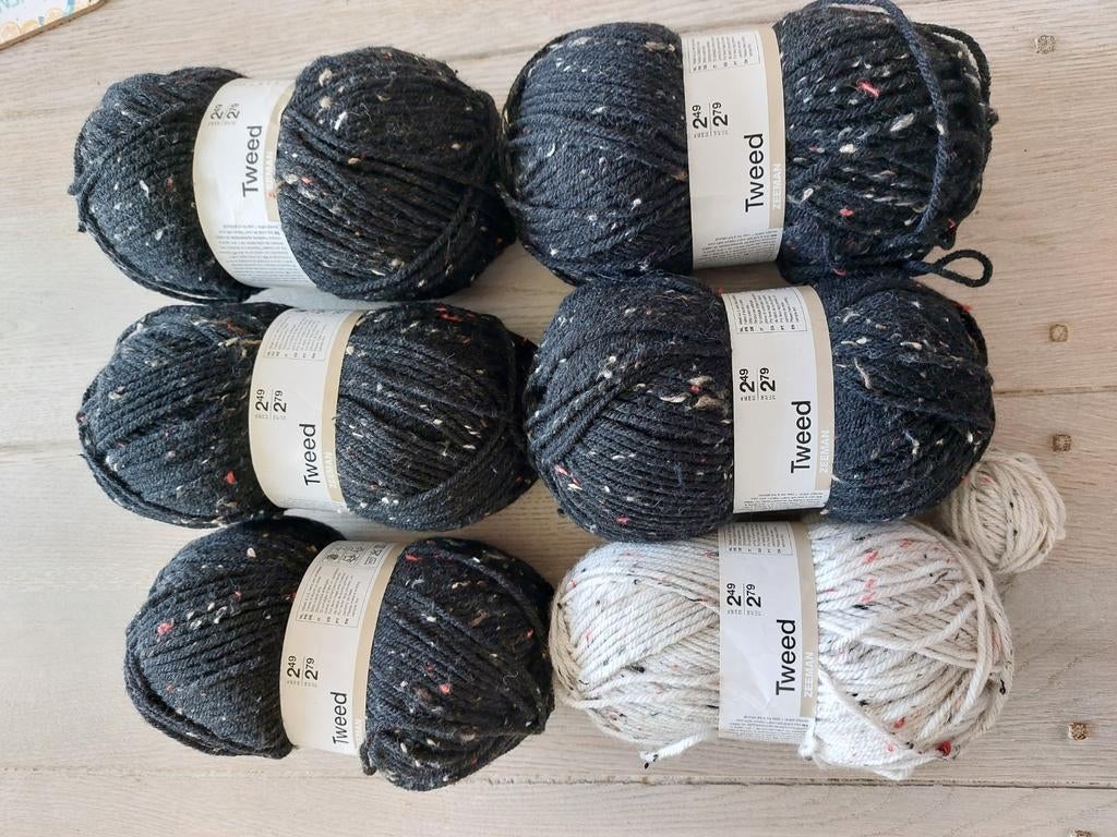 6 bollen tweed breigaren, Ophalen of Verzenden, Nieuw, Breien of Haken, Wol of Garen