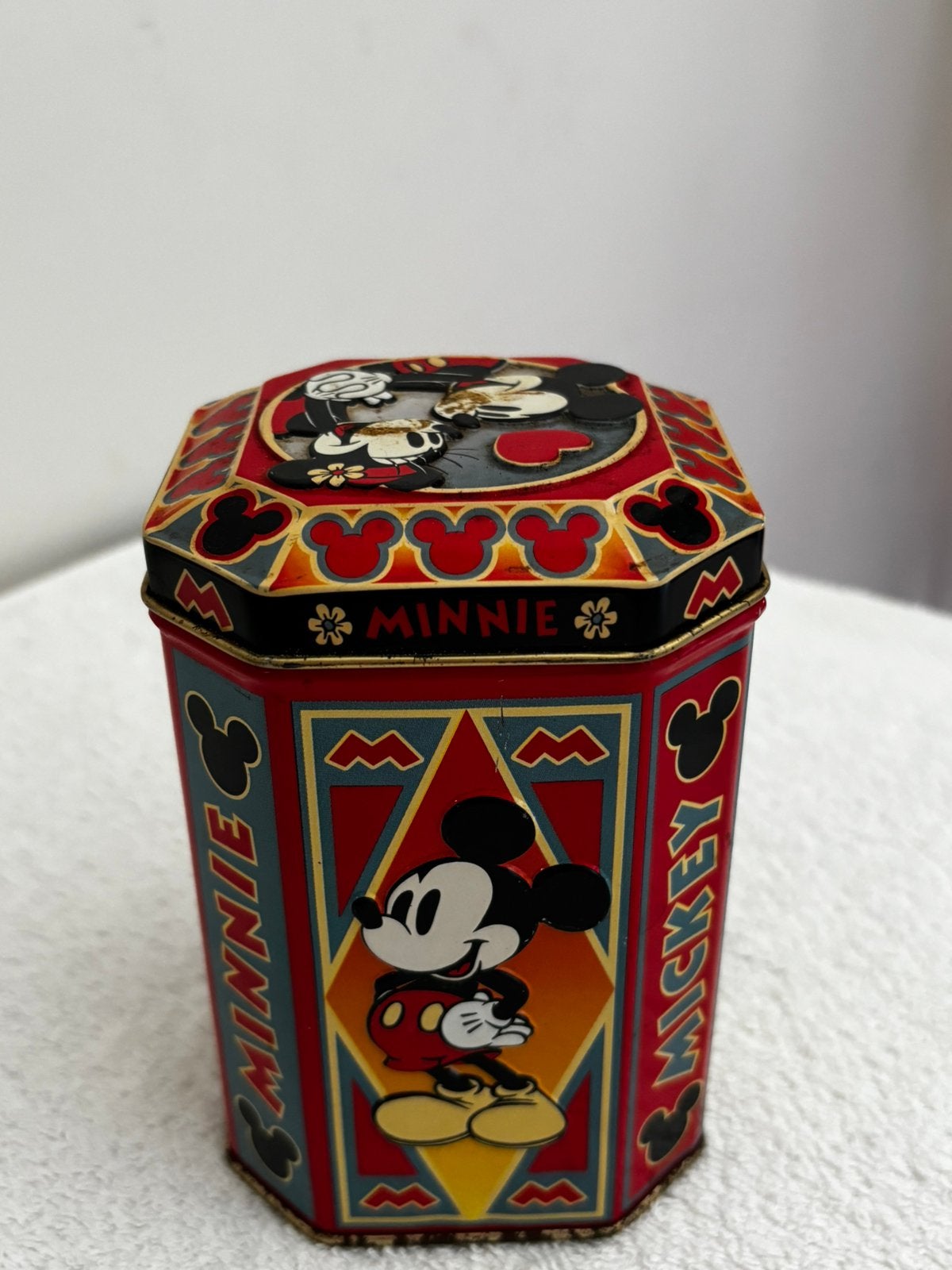 Vintage blikje Mickey/Minnie, Verzamelen, Blikken, Ophalen, Zo goed als nieuw, Overige
