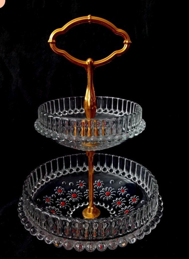 Vintage Walther Glas Fabiola 2-laags Etagere, Ophalen of Verzenden