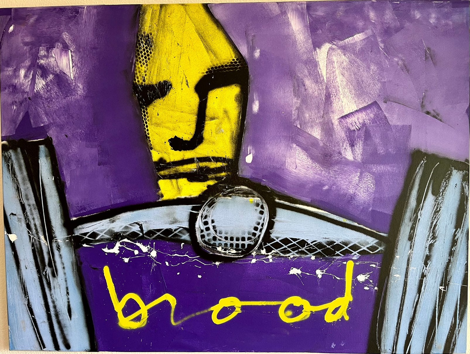 Origineel Herman Brood schilderij, Antiek en Kunst, Ophalen, Abstract, Acrylverf, Gesigneerd