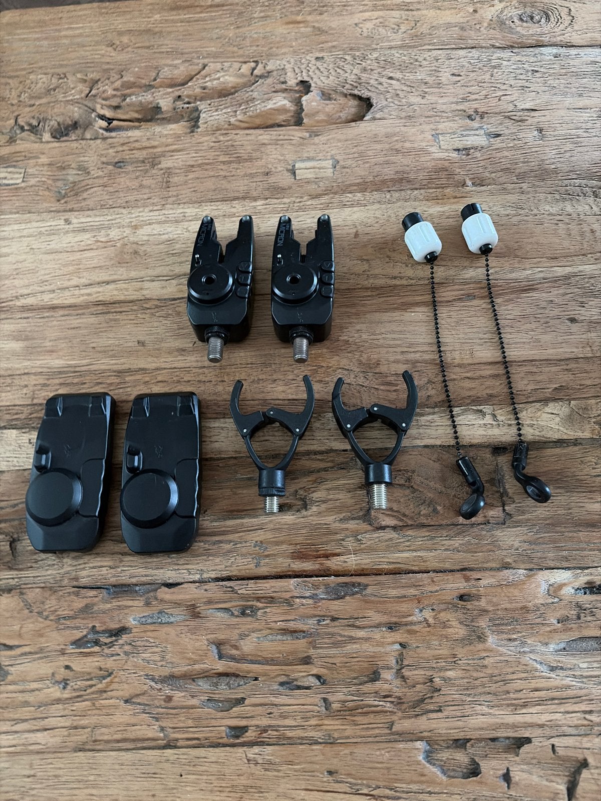 Fox Micron MX beetmelders set met hangers en rod rests, Ophalen of Verzenden, Gebruikt, Overige typen