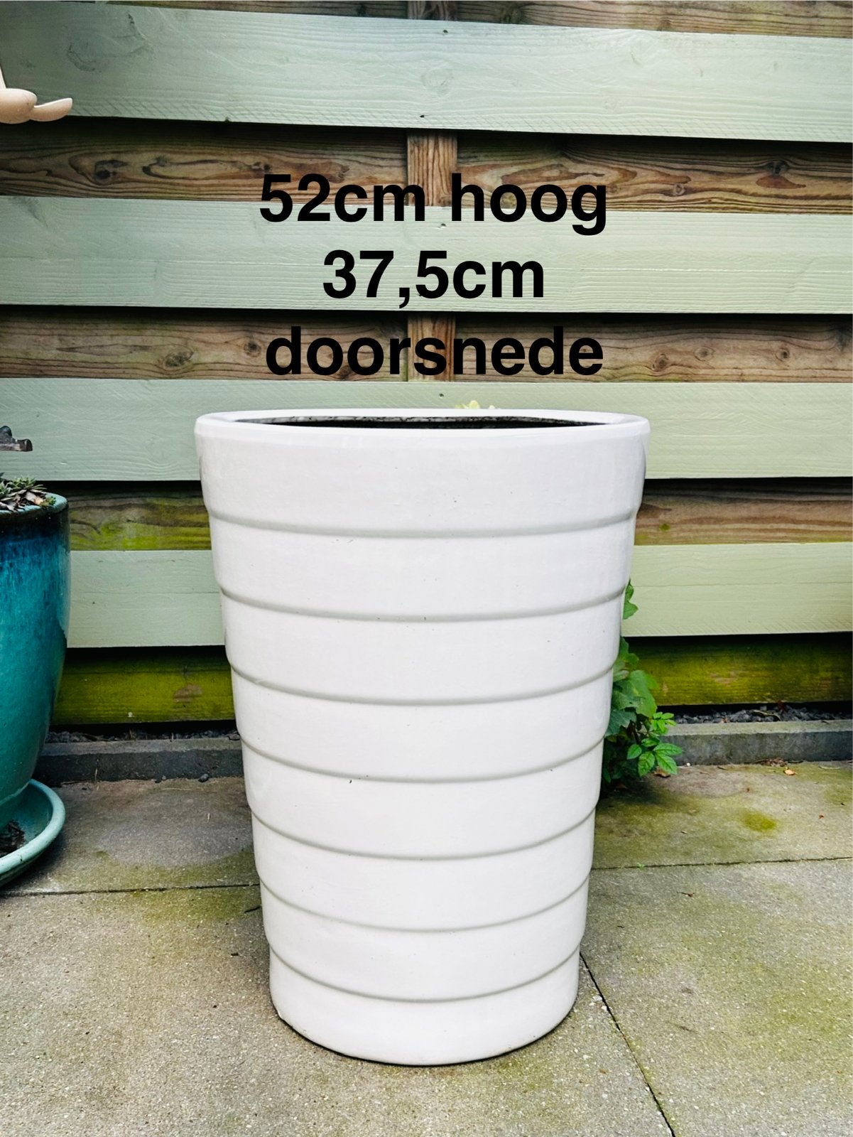 Grote witte buiten plantenpot/bloempot - Oud-Beijerland, Tuin en Terras, Overige materialen, Gebruikt, Balkon, Rond