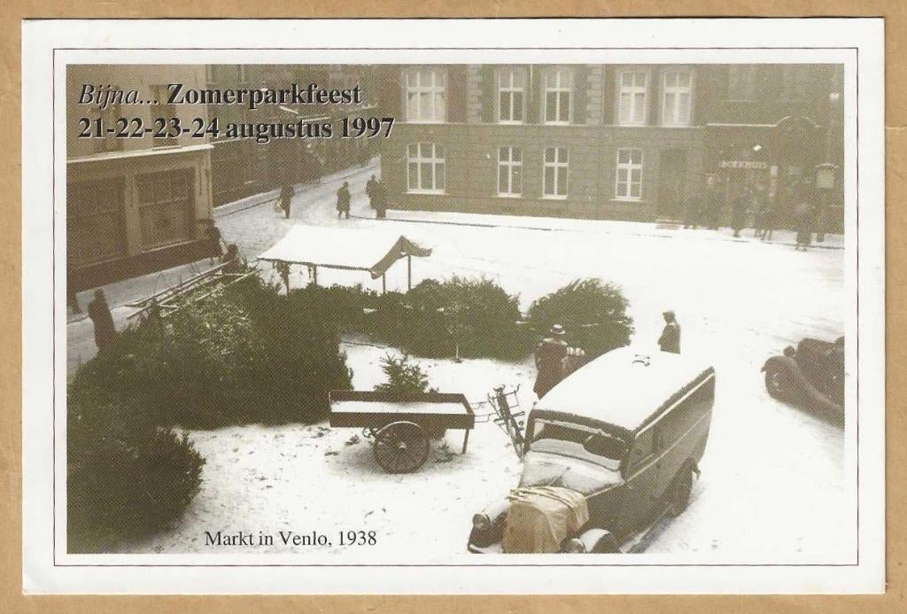 Ansichtkaart. Markt in Venlo, 1938. Bijna... Zomerparkfeest, Ophalen of Verzenden, 1920 tot 1940, Ongelopen, Limburg