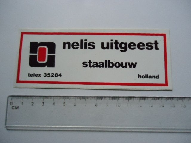 sticker oud NELIS UITGEEST staalbouw staal telex vintage, Verzenden, Zo goed als nieuw, Bedrijf of Vereniging
