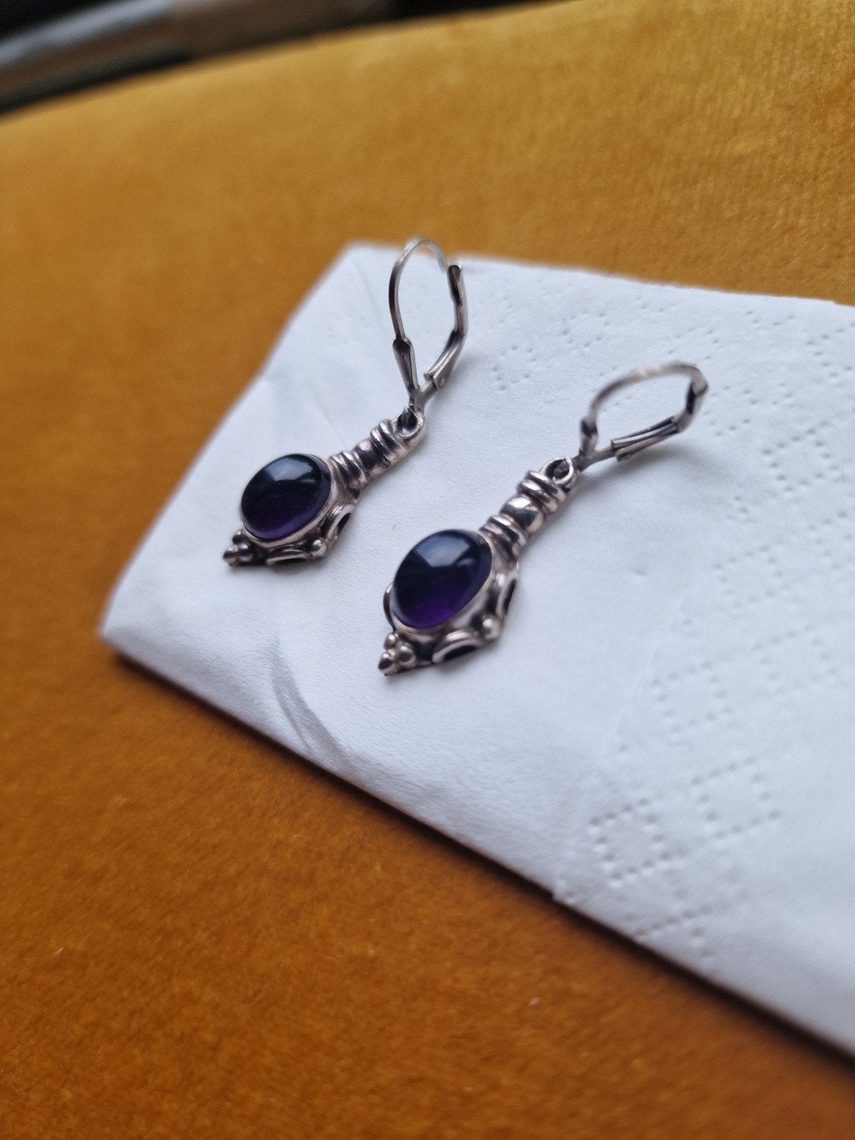 Prachtige Paarse Amethist Oorbellen, Sieraden, Tassen en Uiterlijk, Hangers, Paars, Ophalen of Verzenden, Zo goed als nieuw