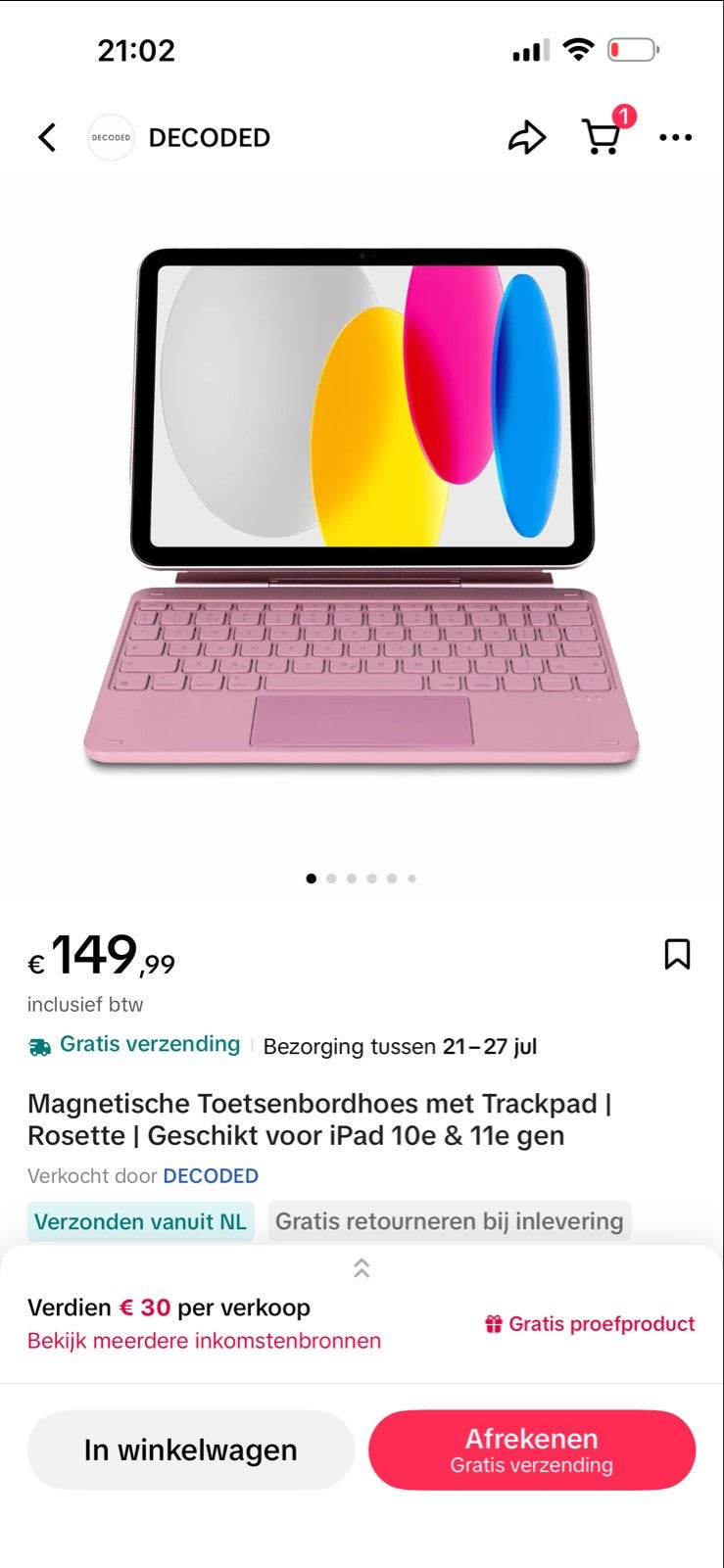 Magnetische Toetsenbordhoes met Trackpad voor iPad 10e & 11e, Computers en Software, Apple iPads, Ophalen of Verzenden, Nieuw