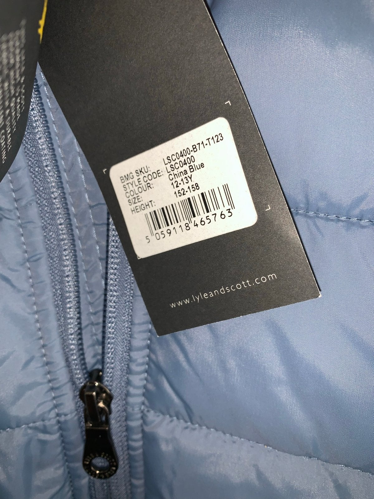Lyle & Scott Junior Pufferjack China Blue 12-13 jaar, Ophalen of Verzenden, Nieuw, Jongen of Meisje, Jas