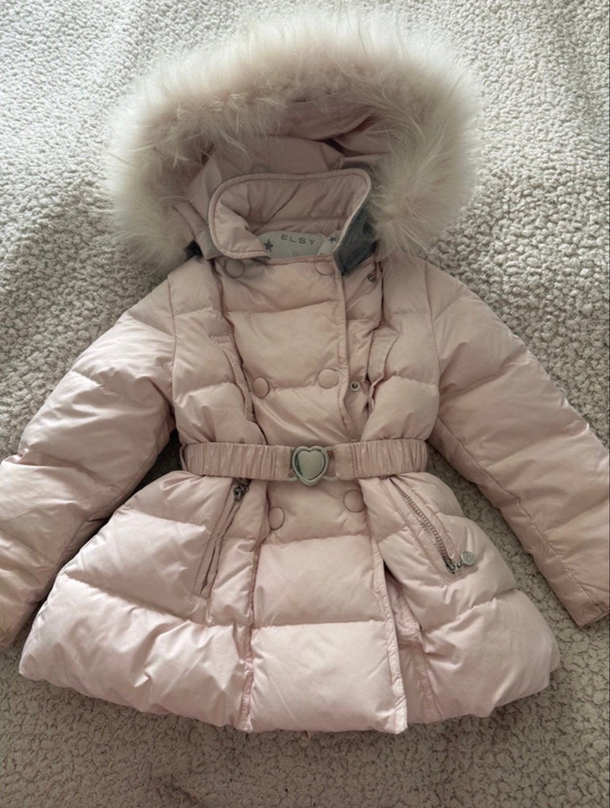 Elsy winterjas licht roze maat 92 met bontkraag, Verzenden, Zo goed als nieuw, Meisje, Jas
