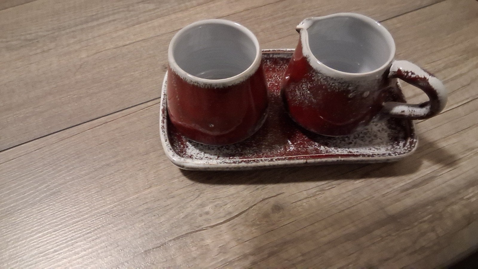 Rood roomstelletje  en theelichtje, Zo goed als nieuw, Steen/keramiek, Rood, Ophalen