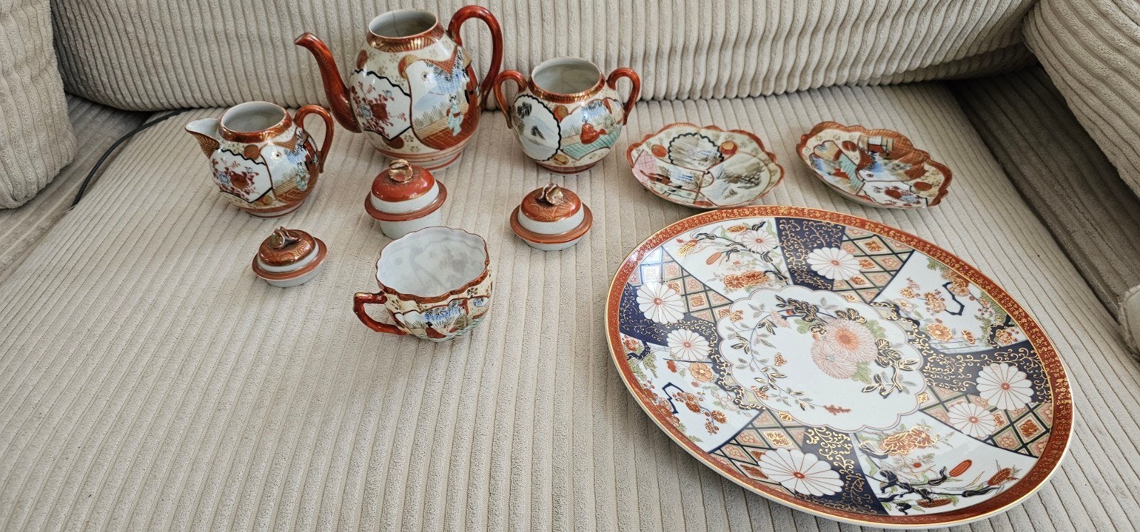 Antiek Japans Satsuma theeservies - 10-delig, Ophalen