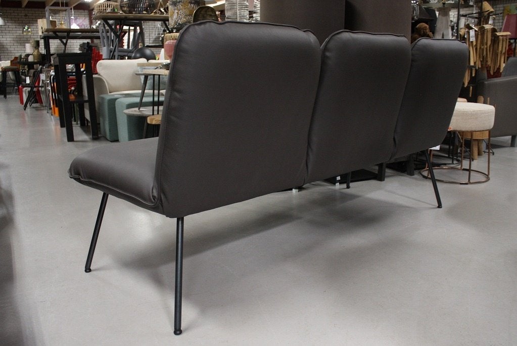 Luxe eetkamerbank Shuffle Jess Design leer zwart wachtruimte, Ophalen, Zwart, Zo goed als nieuw, Vijf, Zes of meer stoelen