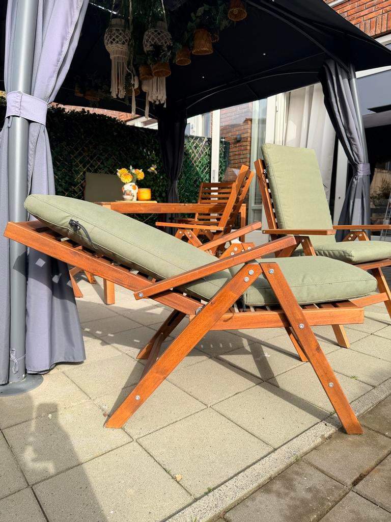Ikea Äpplarö/Nämmarö tuinset met 6 stoelen en kussens, Ophalen, Gebruikt, Eettafel, 6 zitplaatsen
