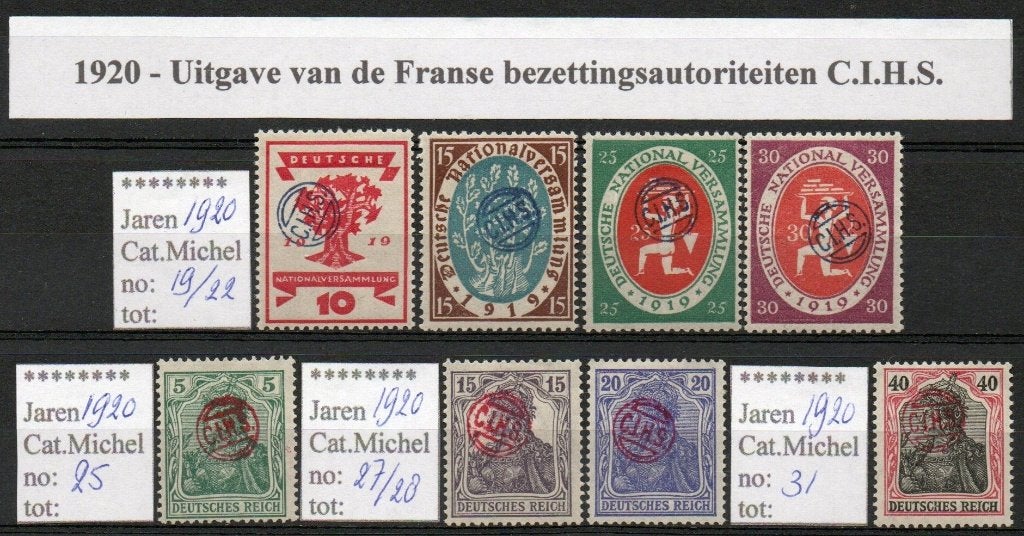 1920 - Uitgave van de Franse bezettingsautoriteiten C.I.H.S., Postzegels en Munten, Postzegels | Europa | Frankrijk, Verzenden