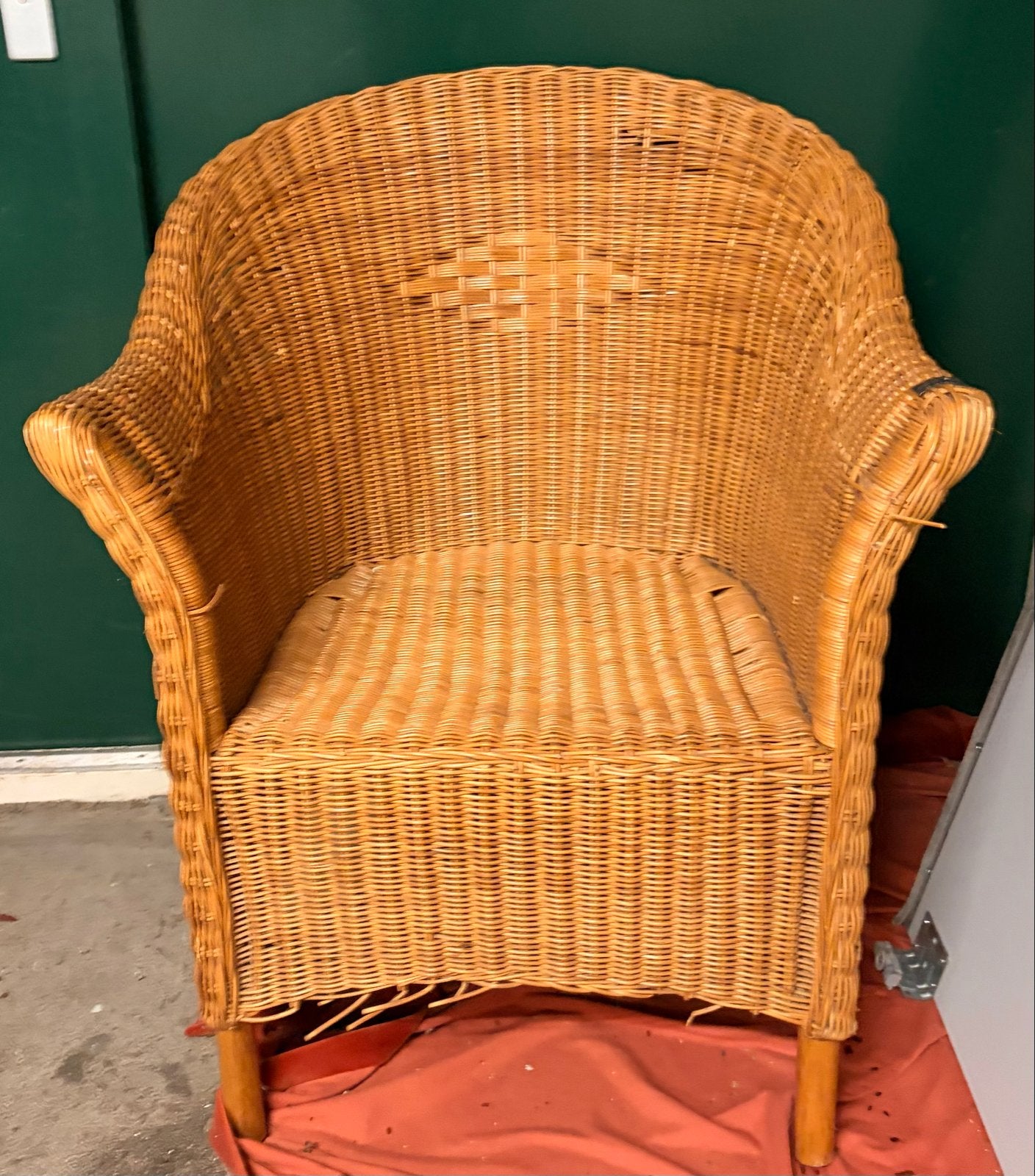 GRATIS Rotan fauteuil, rieten stoel, vintage, Ophalen, Gebruikt, Bruin, Riet of Rotan