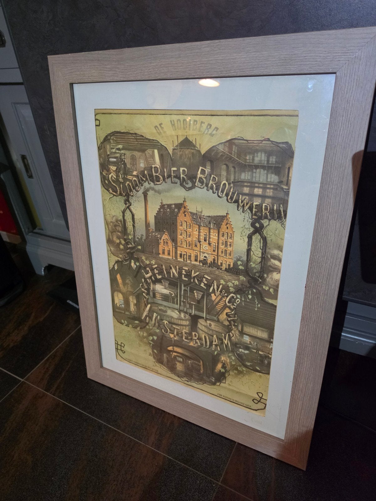 oude poster heineken stoombier brouwerij de hooiberg poster, Verzamelen, Met lijst, Ophalen of Verzenden, A1 t/m A3, Overige onderwerpen