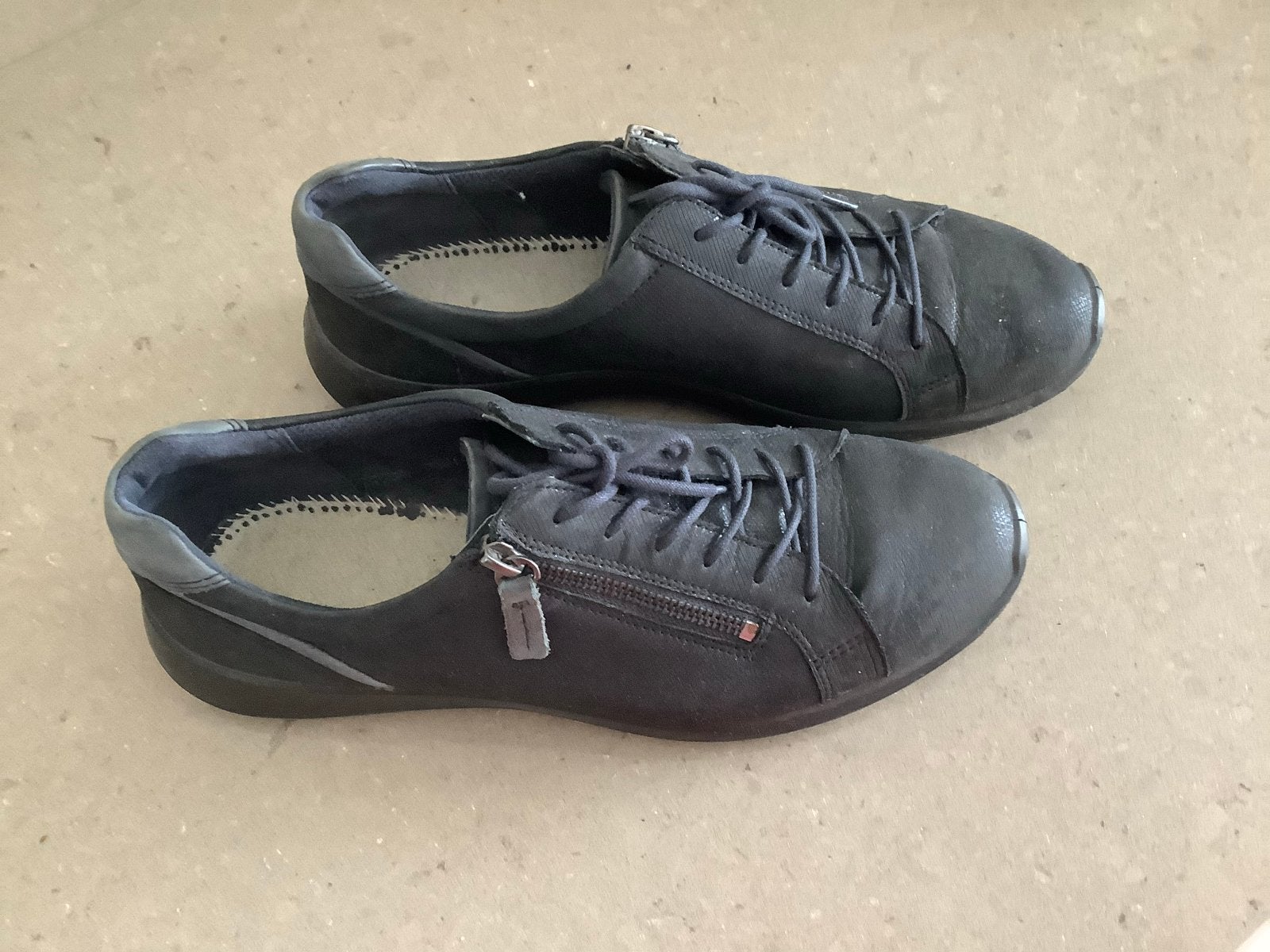 ECCO blauwe dames sneakers met rits en veters maat 42, Ophalen, Blauw, Sneakers of Gympen, Zo goed als nieuw