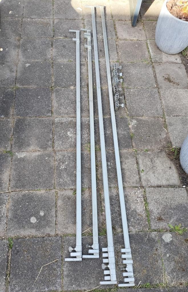 4 Aluminium Kledingstangen voor Marktparasols, Uitschuifbaar, Tuin en Terras, Parasols, Ophalen, Verstelbaar, Overige typen, 2 tot 3 meter