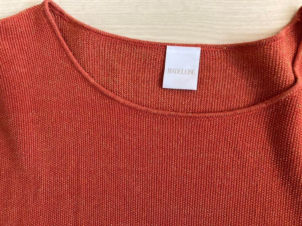MADELEINE trui vleermuismouw lurex warm oranje maat 44 46, Ophalen of Verzenden, Zo goed als nieuw, Maat 42/44 (L), Oranje