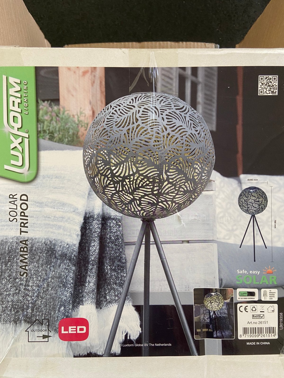 Luxform solar terraslamp Samba, Ophalen of Verzenden, Zo goed als nieuw, Zonne-energie, Minder dan 50 watt