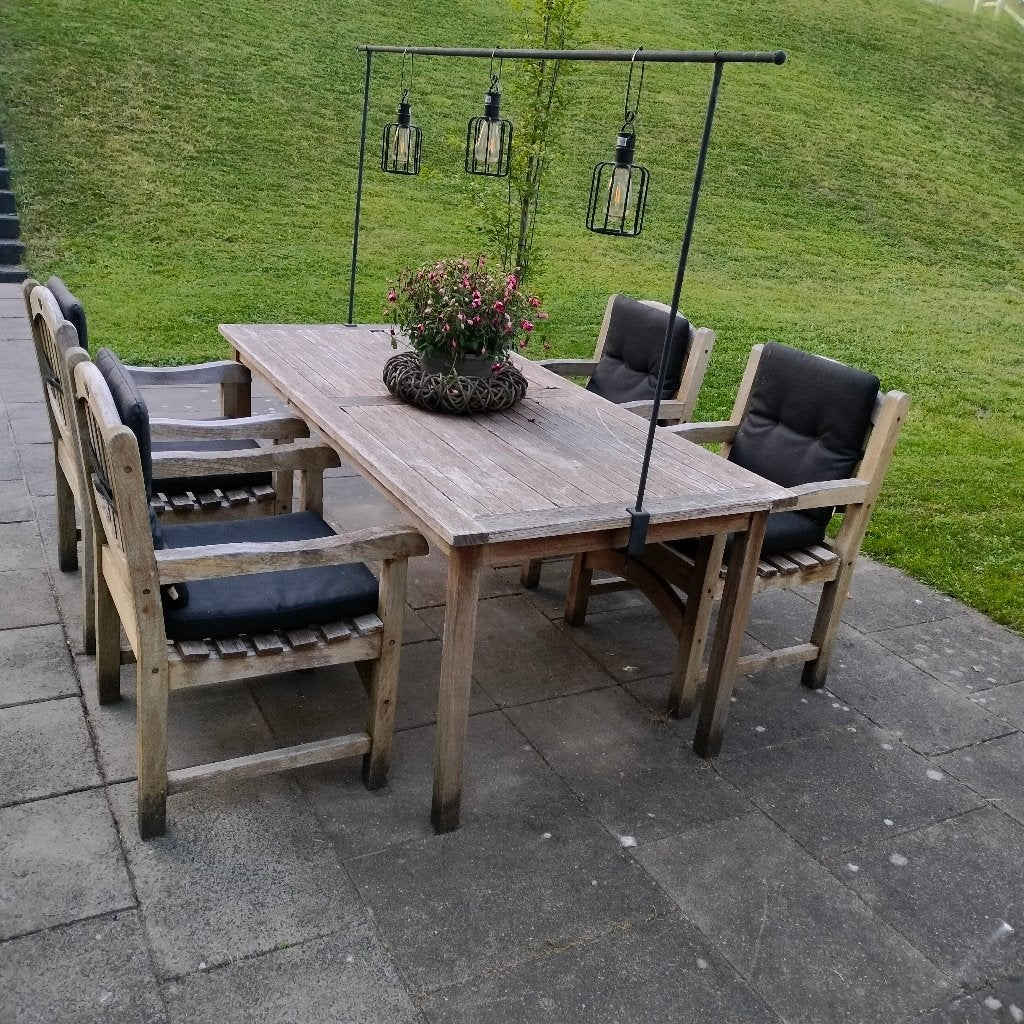 4 houten tuinstoelen incl all-weather kussens, Ophalen of Verzenden, Gebruikt, Hout