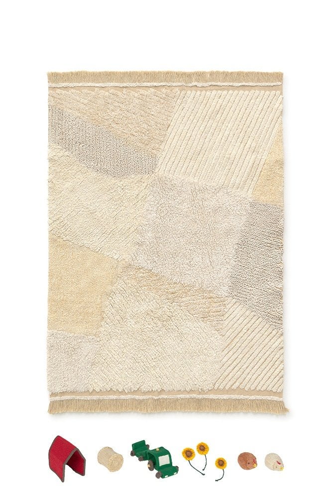 Kindervloerkleed Boerderij Velden Lorena Canals, 100 tot 150 cm, Beige, Lorena Canals, 150 tot 200 cm