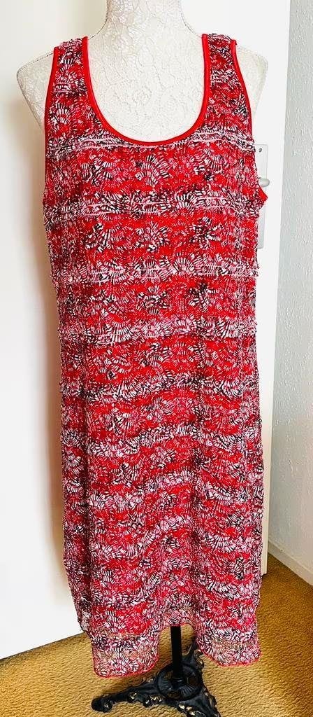 Sandwich rode jurk maat 44, Kleding | Dames, Jurken, Zo goed als nieuw, Maat 42/44 (L), Rood, Knielengte, Ophalen of Verzenden