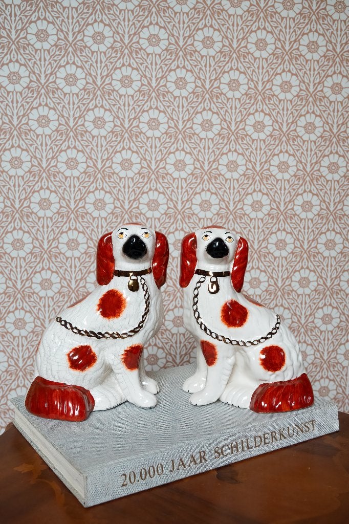 Antiek vintage schouwhonden Spaniël - set van 2, Antiek en Kunst, Ophalen of Verzenden