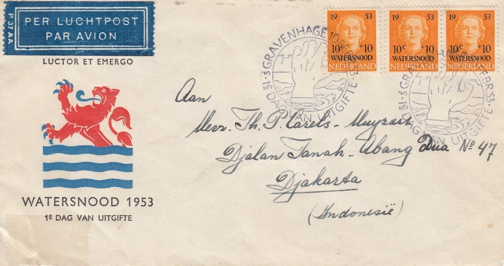 Nederland - 1953 - Watersnood -5- E-12 - 1e Dag Envelop -2-, Postzegels en Munten, Postzegels | Eerstedagenveloppen, Verzenden