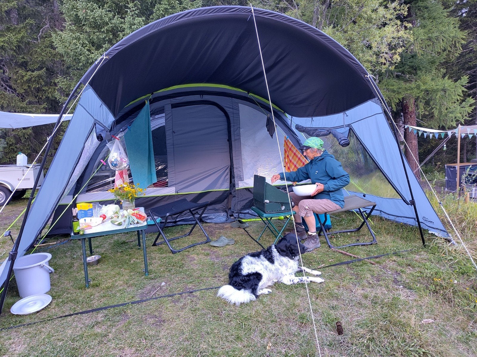 Obelink Lugano 6 XL Excellent Cool Dark mét luifel in zeer g, Ophalen, Zo goed als nieuw, Tot en met 6