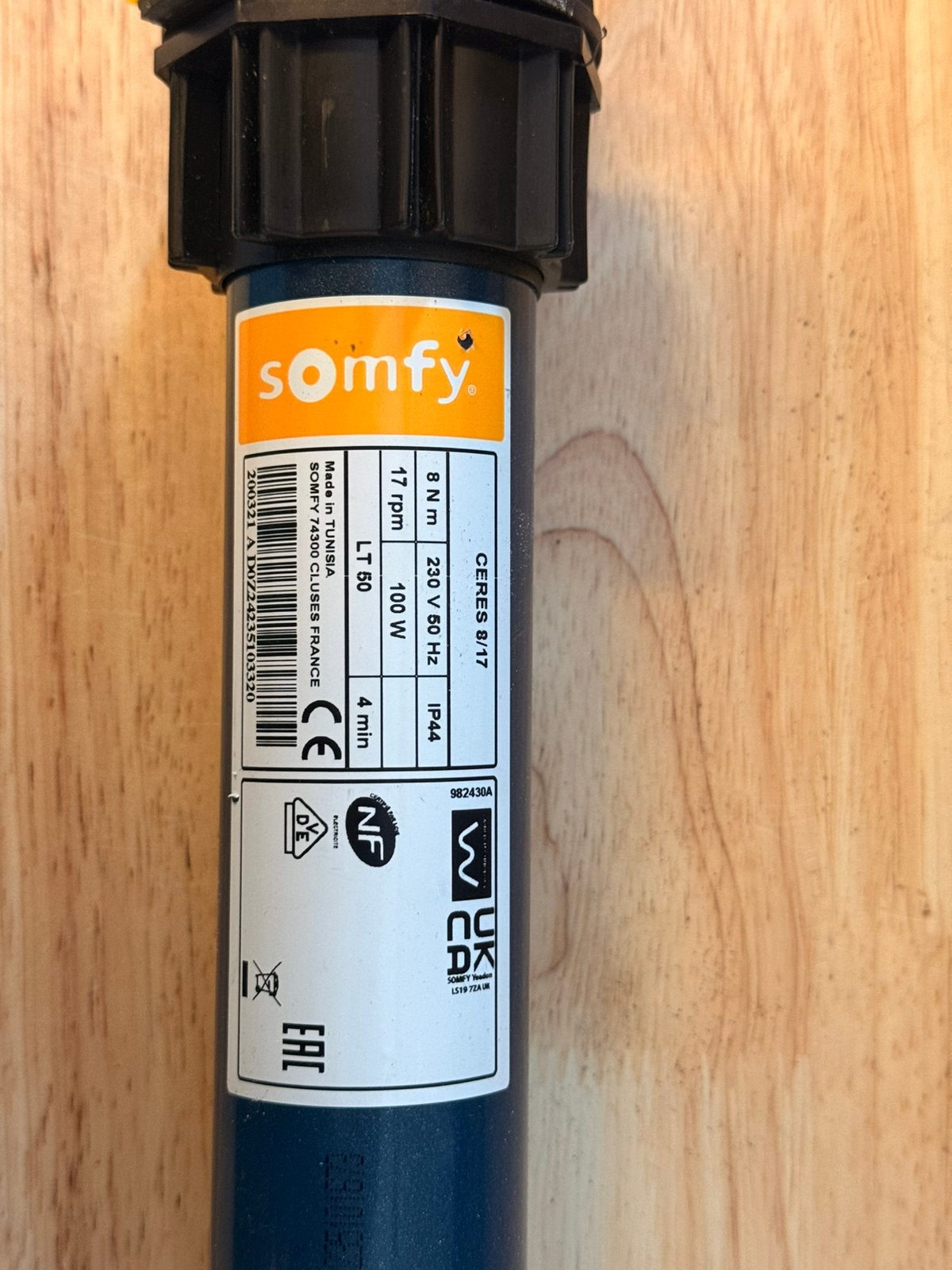 Somfy Ceres 8/17 LT50 8Nm 17RPM zgan, Ophalen of Verzenden, Zo goed als nieuw, Wit, Minder dan 100 cm