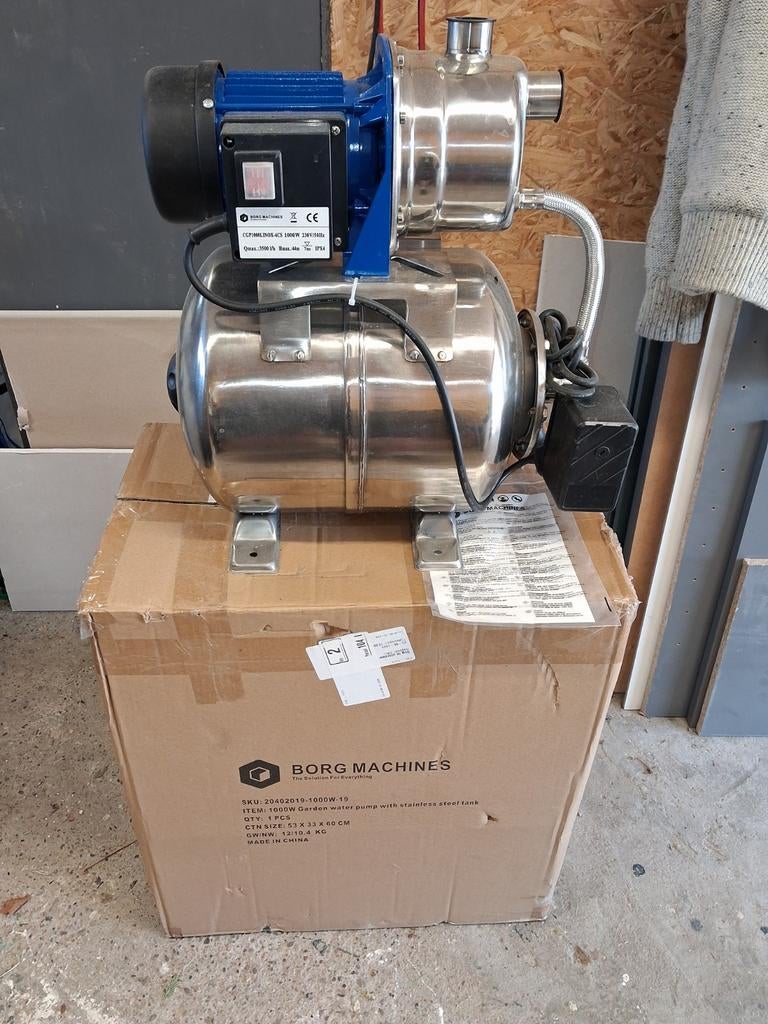 Borg Machines Hydrofoorpomp CGP1000LINOX-4CS 1000W, Ophalen, Zo goed als nieuw, Elektrisch, Hydrofoorpomp