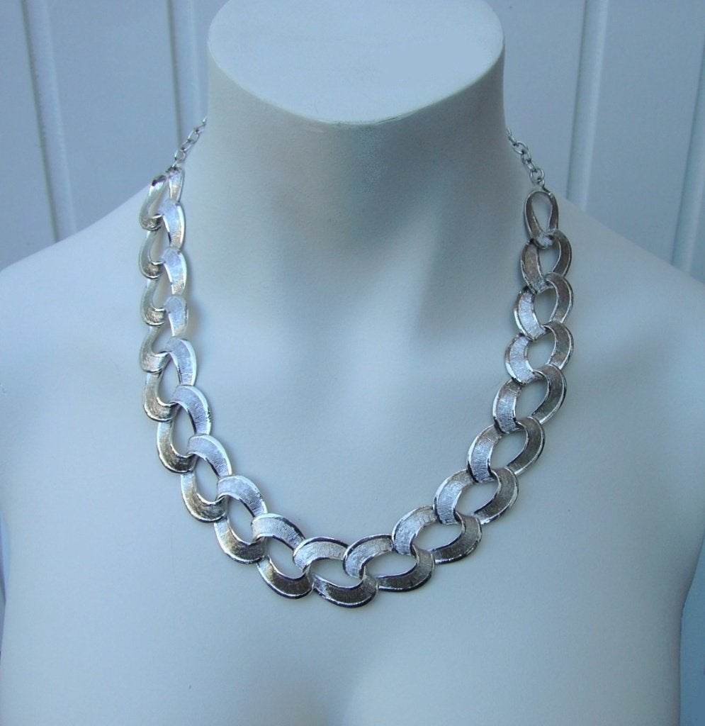 zilverkleurig statement ketting grote schakels... *nieuw*, Overige materialen, Verstelbaar, Verzenden, Nieuw