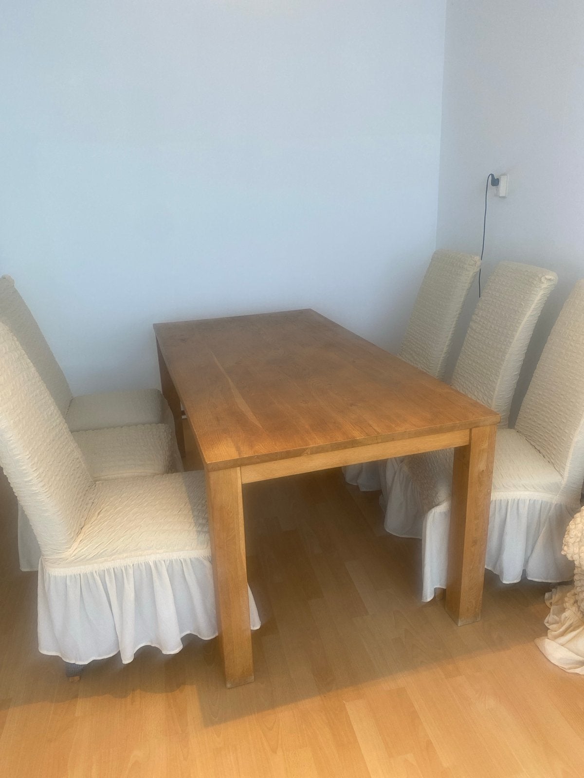 Eikenhouten eettafel met  6stoelen, Ophalen, Gebruikt, 100 tot 150 cm, Eikenhout